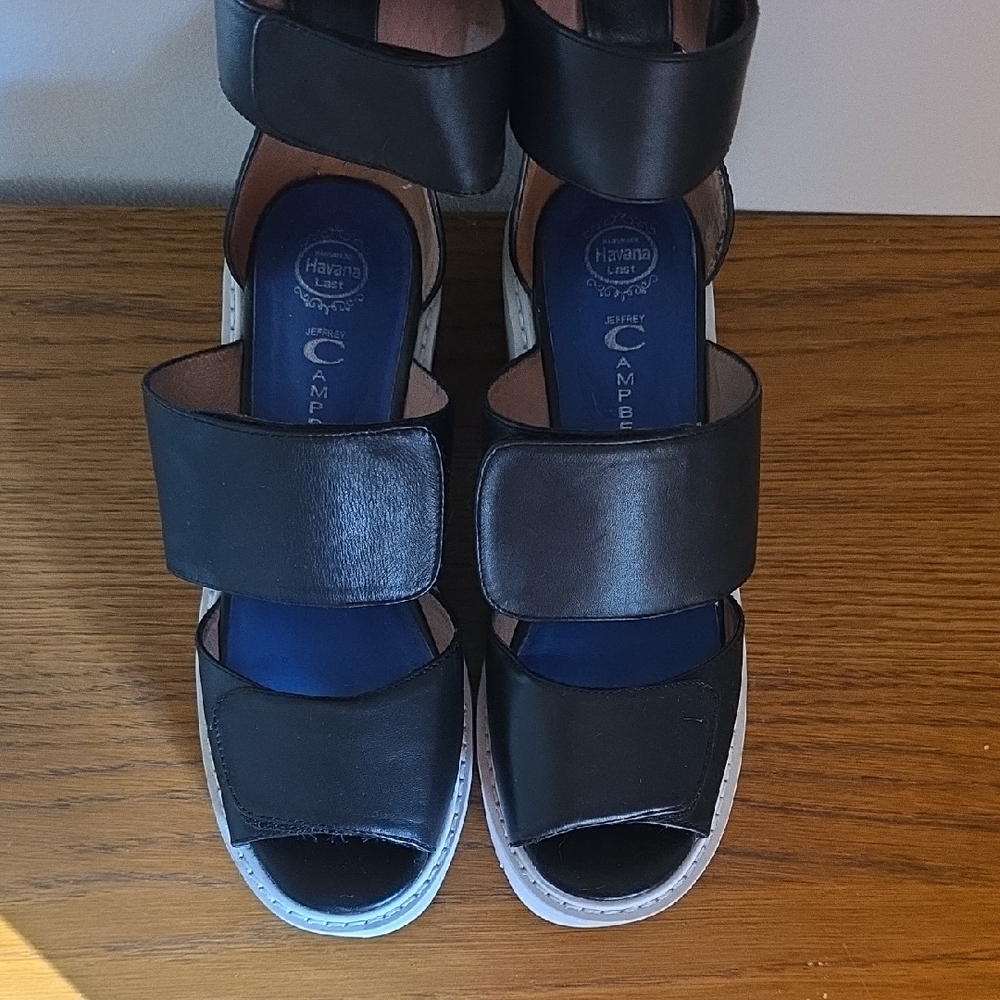 Jeffrey Campbell Black Sandals with White Platform Soles